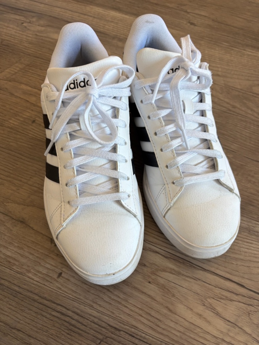 adidas White Sneakers with Black Three-Stripes